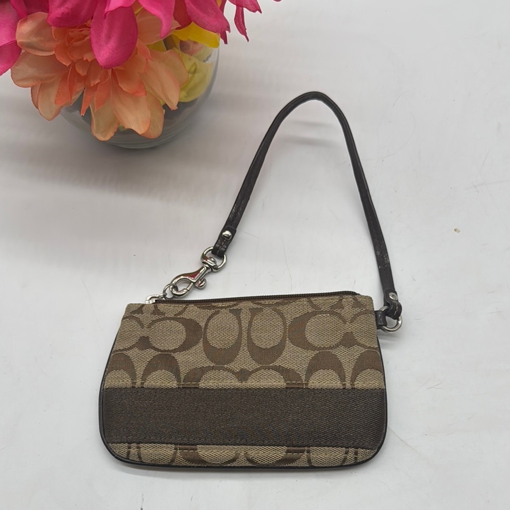 Coach Brown Signature Wristlet - Picture 1 of 7